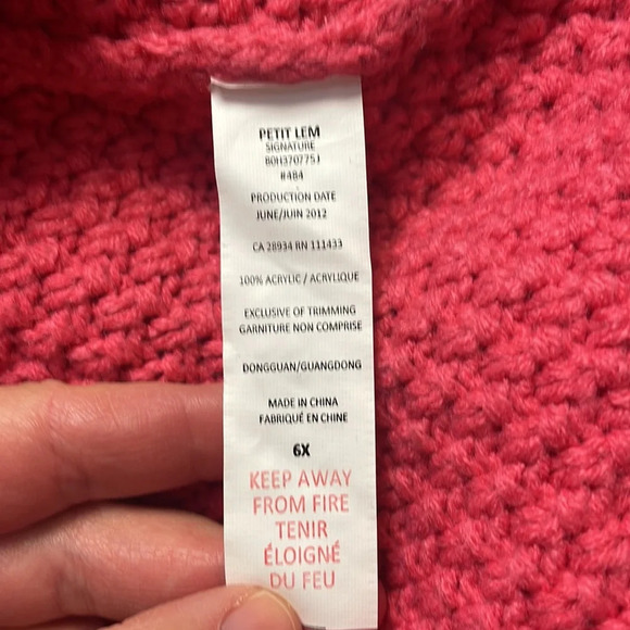 Petit Lem Pink Cable Knit  Granny Cardigan, size 6 - Picture 6 of 6